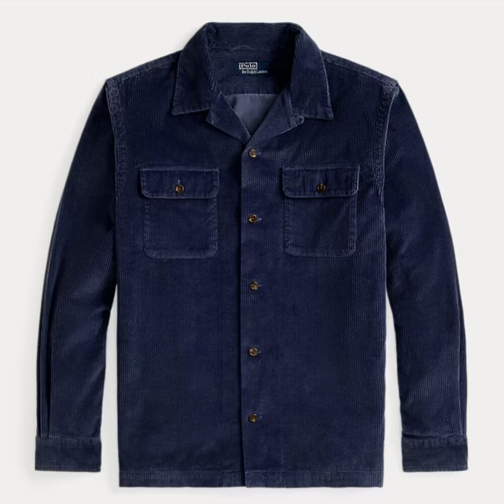 Polo Ralph Lauren Mens Classic Fit Corduroy Camp Shirt Large Boston Navy